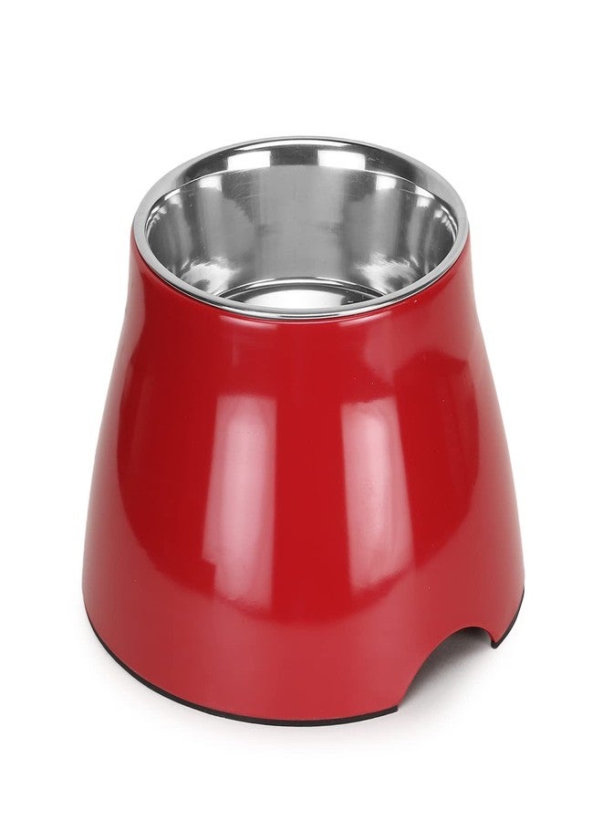 BASIL Stainless Steel Food Water Feeding Bowls (Elevated Bowl Red Color) for Bigger Ears Pets, Dogs, Puppy,19 cm,H_12 cm,W_19 cm, Small - Image 2